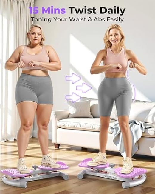 FEIERDUN Waist Twister Machine, Noiseless Ab Twister Board for Core Strength, Slim Waist and Toned Abs, Waist Twisting Machine for Home Gym Equipment for Women, 300 LBS Capacity