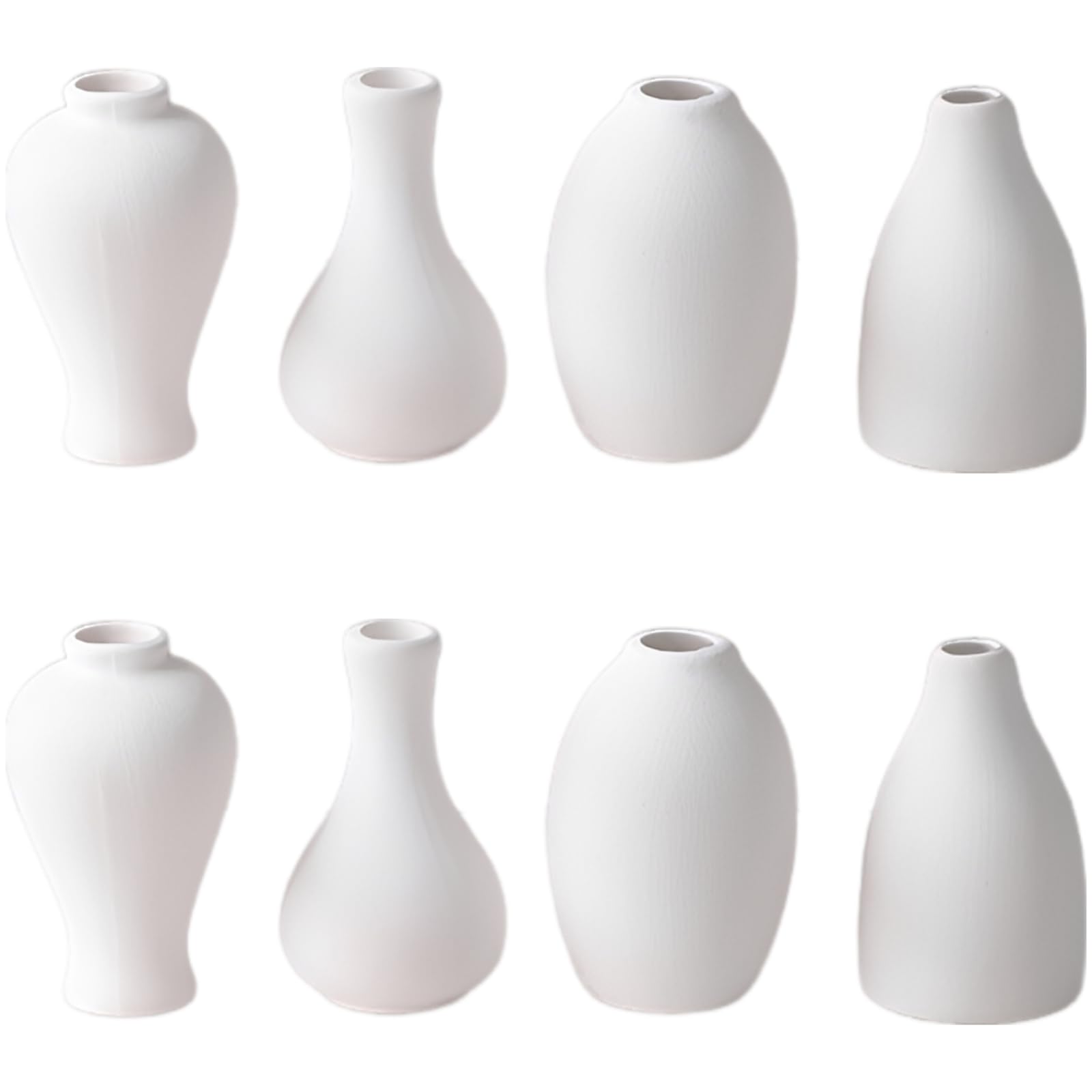 Deskium 2 Sets Vasen zum Bemalen, 9,3 cm Keramik Malset, 4 Stilrichtungen, unbemalte weiße Keramikvasen mit Farben und Pinseln, DIY Bastelzubehör für Wohndeko, kreative Projekte und Partygeschenke
