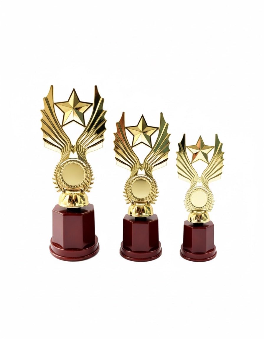 Victory Star Gold Trophy Set – 1st, 2nd & 3rd Place Awards of Excellence (9.8", 8.8", 7.9") | Golden Winner Trophies for Sports, School, Office & Competitions-image-12