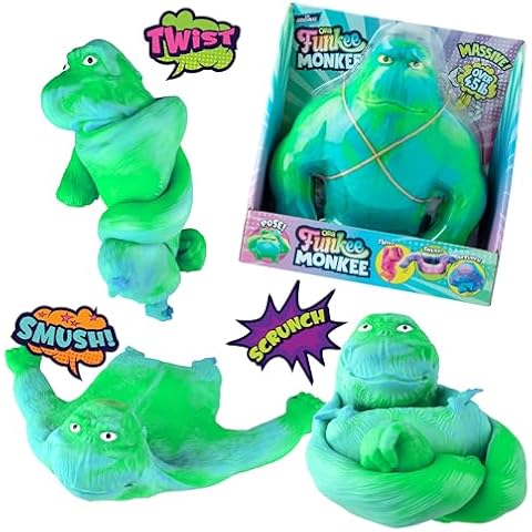 ORB Original Funkee Monkee Jumbo (Green/Blue) – Big 4.5 Pound Stretchy Monkey - Funny, Squishy and Perfect to Squeeze for Stress Relief - Trending Collectible Sensory/Fidget Toy for Kids and Adults Cover