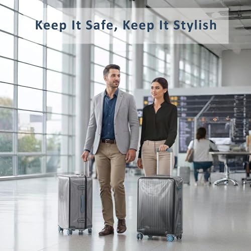 Image of Premium Trolley Bag Cover - Stretchable Luggage Cover for Suitcase | Anti-Scratch Travel Bag Protector for Small Bag | Washable & Durable Suitcase Cover for Travel (Transparent, 28 Inch)