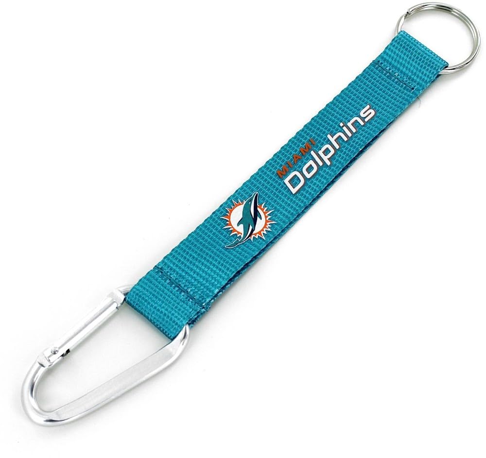 aminco NFL Miami Dolphins Carabiner Lanyard Keychain, team color, 5