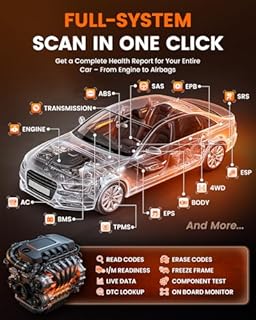 ANCEL DS200 Full System OBD2 Scanner with 15+ Reset Services - Oil/BMS/Brake Reset, DPF Regen, Injector Coding, ABS Bleeding, Free Lifetime Updates, Online Customer Service