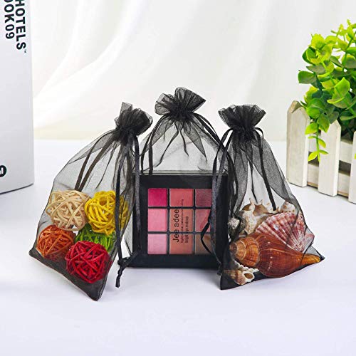Image of Dealglad 50pcs Drawstring Organza Jewelry Candy Pouch Christmas Wedding Party Favor Gift Bags (4x6, Black)