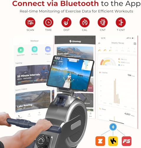 Rameur Pliable Rameur magnétique à 16 Niveaux Rail Coulissant Silencieux et Lisse avec Support de Tablette et écran LCD Capacité de Poids de 150 kg – Image 5