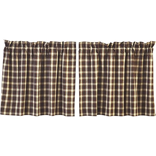VHC-Brands-Rustic-Lodge-Farmhouse-Kitchen-Window-Curtains-Rory-Tier-Pair-L24-x-W36-Chocolate-Brown VHC Brands Rustic Lodge Farmhouse Kitchen Window Curtains Rory Tier Pair L24 x W36 Chocolate Brown