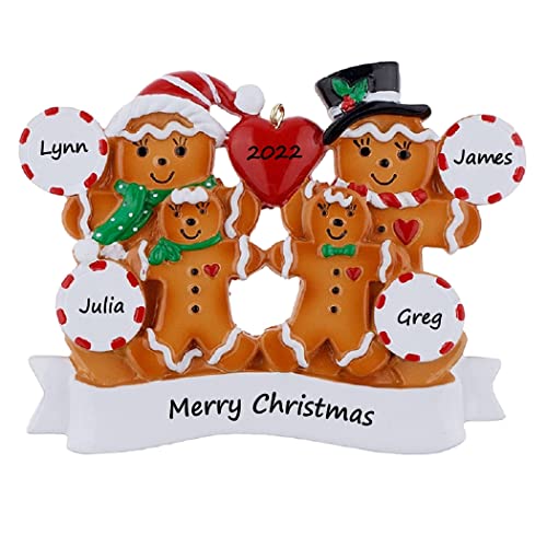 Maxora Personalized Gingerbread Family Of 4 Christmas Tree Ornament 2022 - Free Customization #TOP16