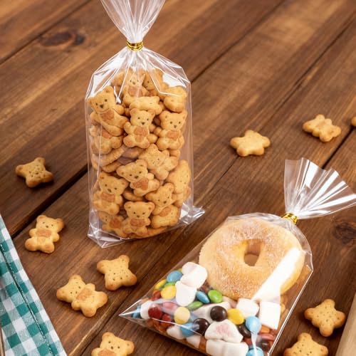 VBK 100 Stück Transparente OPP-Tüten, Plastiktüten Cellophantüten, 8-Faden-Doppelschicht Transparente Für Kekse Und Gebäck, 13.3x26.7cm Verpackung Für Süßigkeiten Und Brot