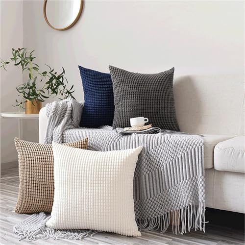 Coussin Velours Côtelé Jaune 60x60 Housse Coussin Canapé Lit