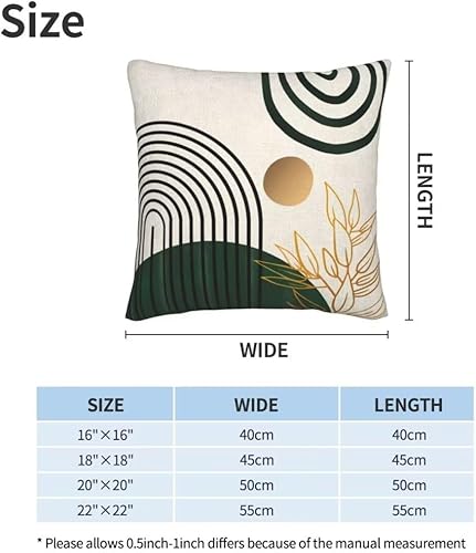 Miniatura 4 de Juego de 2 fundas de almohada bohemias de 16 x 16 pulgadas, diseño de hojas tropicales verdes de mediados de siglo, fundas decorativas para