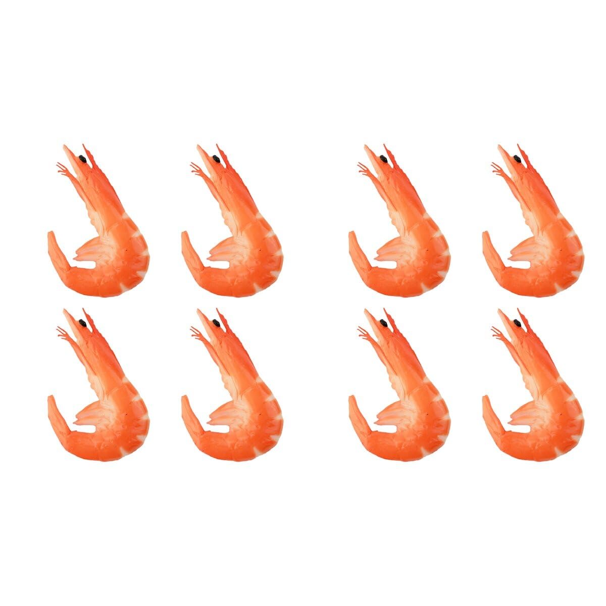Garneck 8Pcs Artificial Shrimp Figures, Realistic Artificial Seafoods Cooked Shrimp Model Artificial Shrimp Display Fake Food for Kitchen Home Decor Photography Prop