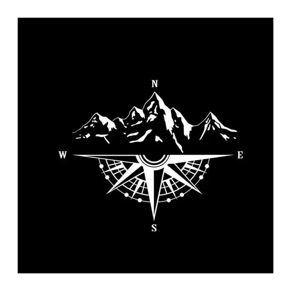 Truck Side Hood Stickers Mountain Adventure Compass Car Sticker Adornment Vinyl Decals(White)