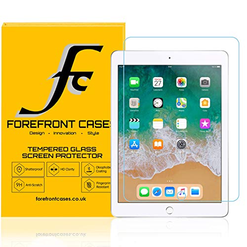 Forefront Cases Protectores Pantalla de Vidrio Templado iPad 9.7'' 2018 Apple [Paquete DE 1] | Cristal Ultra Delgado 0.3mm y Dureza 9H | Anti Huellas - Anti Rayas | Alta Transparencia y Sensibilidad