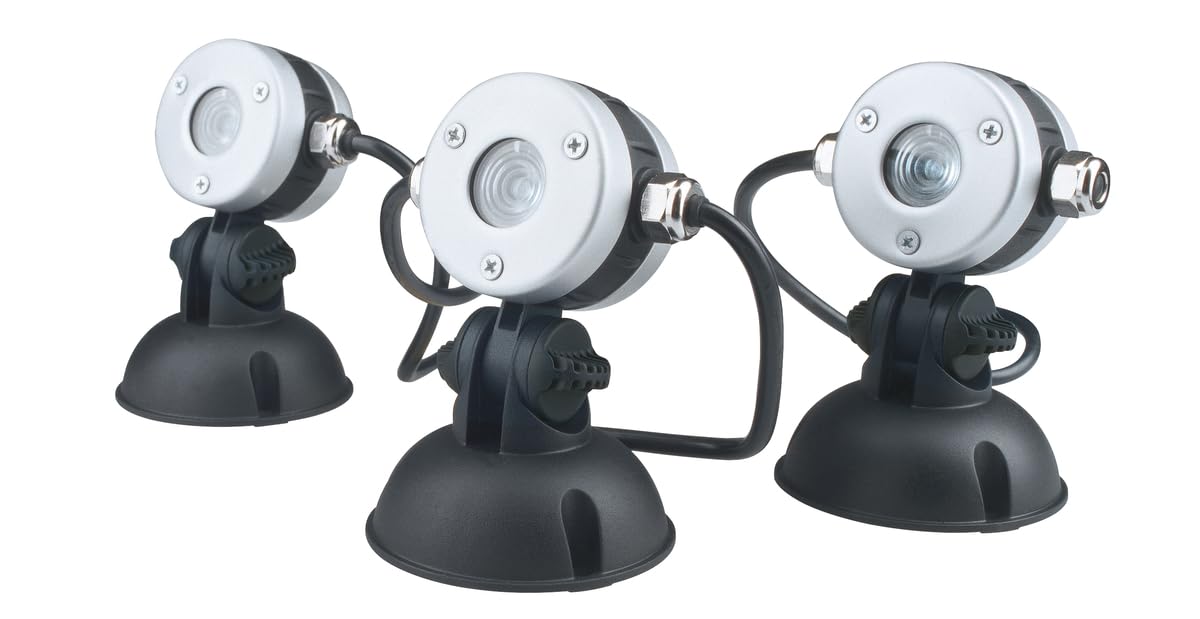 Oase 50512 LunAqua Mini LED - 3 kleine Außenlichter zur Unterwasserbeleuchtung und Gartenbeleuchtung mit neutralweißen Lichtakzenten energiesparend für Gartenteich, Fischteich, Pool, Außenbereich