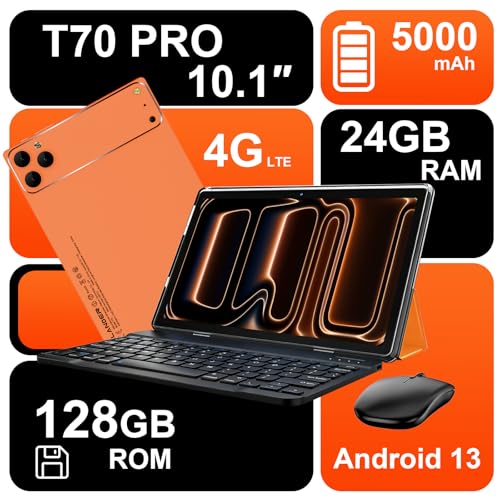 Image of Crelander 10.1 Inch Android 13 Tablet with SIM Card Slot 4G LTE Calling, 24(8+16) GB+128GB Android Tablet, 5000mAh Battery, Bluetooth /WiFi, Bundle with Case, Keyboard, Mouse & Stylus