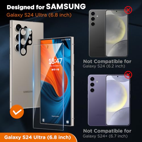 Image of LK for Samsung Galaxy S24 Ultra Screen Protector with Camera Lens Protector | [Fingerprint Compatible] Touch Sensitive, 9H Hardness Cell Phone Tempered Glass for S24 Ultra, HD Clear, 2+2Pack,Smartwatch