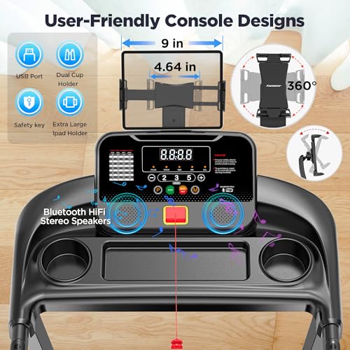 Image of 2.5HP Folding Treadmill for Home, Treadmill 300 lbs Capacity,Bluetooth Connectivity, Device Holder,64+3+3+1 Programs