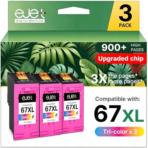 Image of ejet 67XL Remanufactured for HP 67XL Color Ink Cartridge (3-Pack Tri-Color)