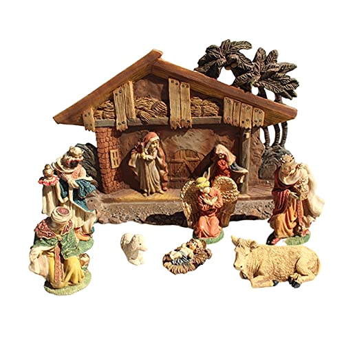 jojomis Catholic Family Nativity Figurine Birth of Jesus Religious Ornament Gift, Multicolor, 26x19x6 cm