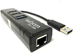 Hub USB 3.0 com 3 Portas + Adaptador USB para Lan Ethernet Gigabit Placa de Rede Externa Exbom UHL-300