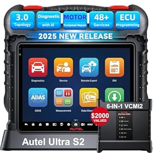 Autel MaxiSys Ultra S2 Scanner, 2025 Top Intelligen Scan Diagnostic with AI, 6-in-1 VCMI2, Up of MSUltra/ MS919, Topology 3.0, Multi-Point DVI, Motor Truspeed Repair, EV Test, 48+ Service, ECU program