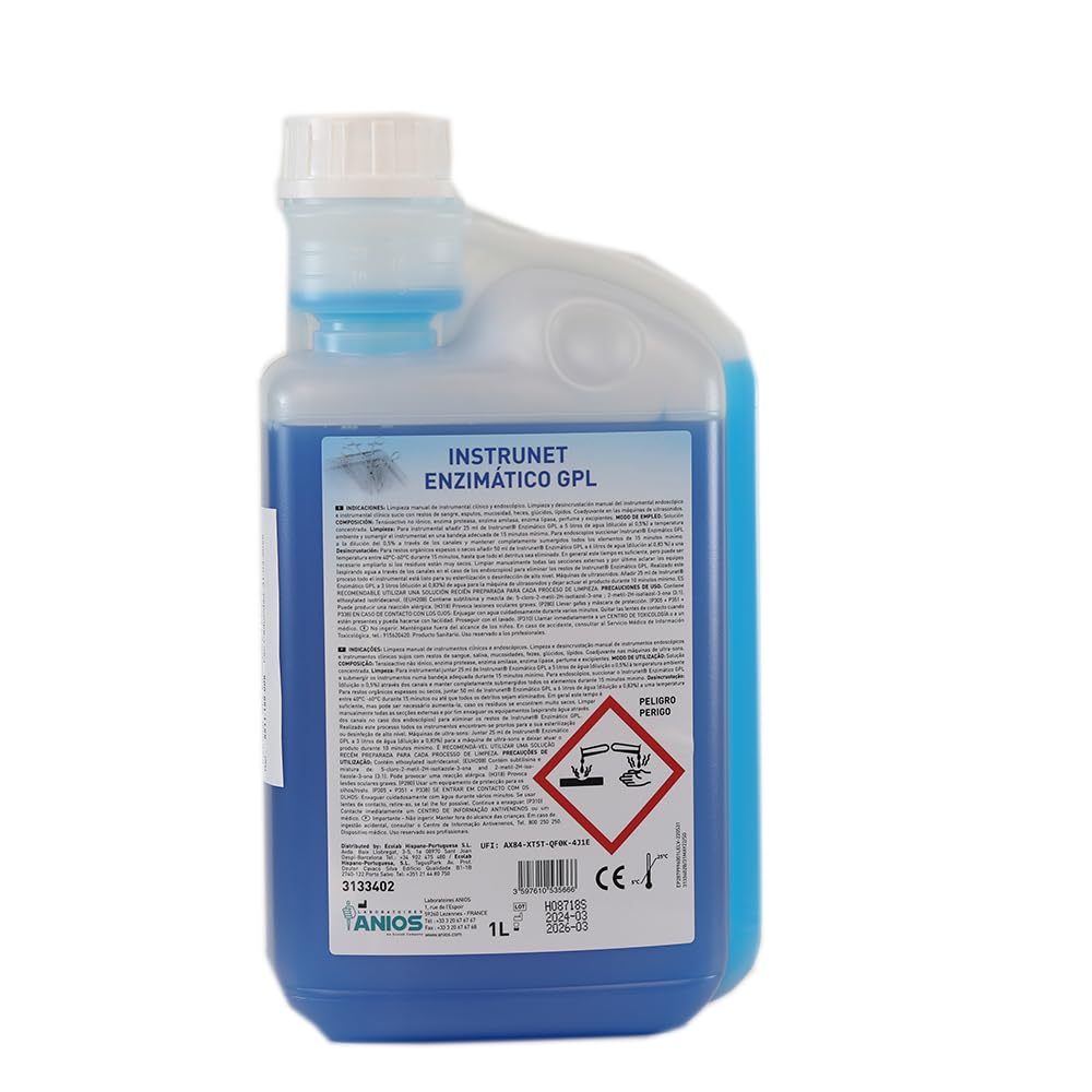 DETERGENTE LÍQUIDO TRIENZIMÁTICO INSTRUNET GPL con Potente ACCIÓN LIMPIADORA para Instrumental CLÍNICO Y ENDOSCÓPICO.