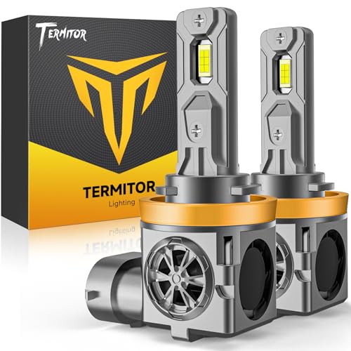Termitor H11/H9/H8 Bulbs, 50,000LM 10X Ultra-Brightness, Real 1:1 Halogen Mini Size, 6500K Cool White H11 Fog Light Conversion Kits, 10-Year Extended Lifespan, Plug and Play, Pack of 2