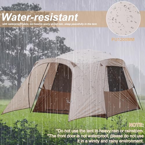 Image of Vidalido 3-4 Person Tent with 1 Mesh Door and 2 Large Mesh Window, Double Layer Waterproof Portable Family Cabin Tent, 4 Person Tents for Outdoor Camping Hiking
