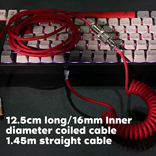 Image of EPOMAKER Mix 1.8m Coiled Type-C to USB A TPU Mechanical Keyboard Space Cable with Detachable Aviator Connector for Gaming Keyboard and Cellphone (Red)