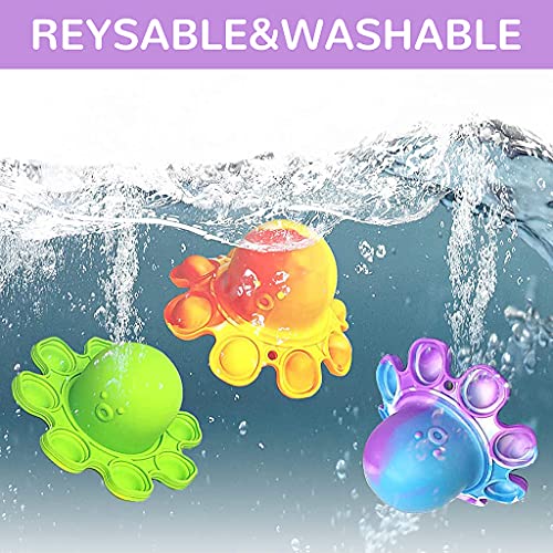 Image of PATPAT Double-Sided Bubble Fidget Toy Simple Dimple Reversible Octopus Colorful Rainbow Tie Dye Silicone Sensory Toys with Keychain Flip Relieve Stress Finger Toys Best Gift for Kids (Random Color)
