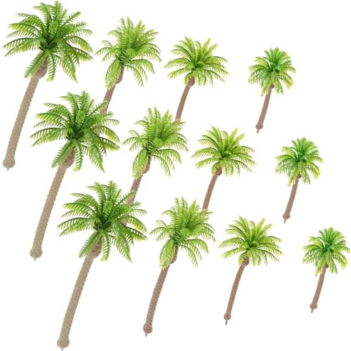 DECHOUS 12個 ミニチュアヤシ木模型 建築模型用ミニチュア樹木 風景装飾向け砂場アクセサリー 小型椰子樹 ジオラマ レイアウト用