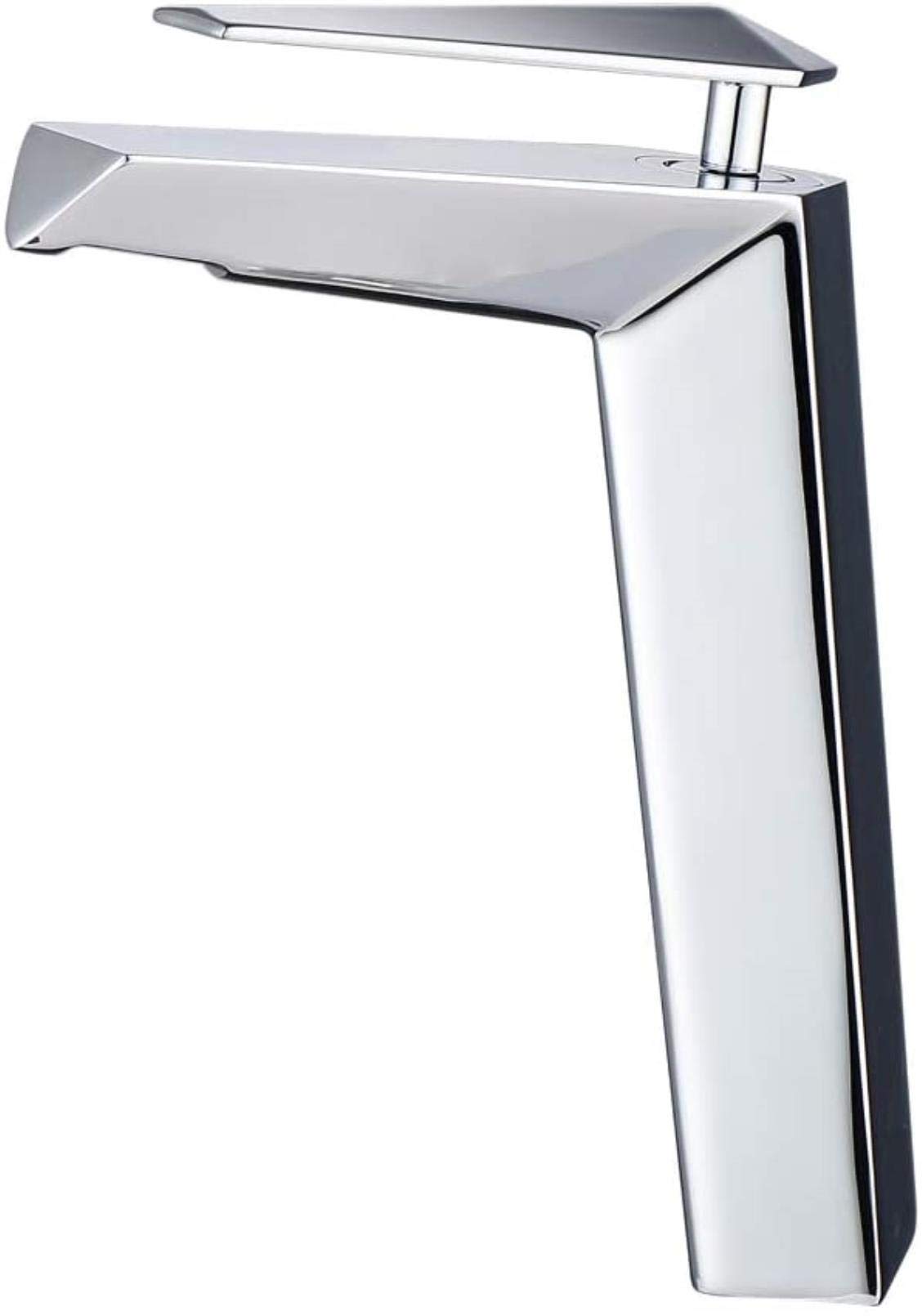 Wasserhahn, Aufsatzwaschtischarmatur, Badezimmer-Waschbecken-Mischbatterie, moderner Stil, Einhebel-Einloch-Behälter, Waschtischmischer, Wasserhahn, Messing, heiß und kalt, hohe Wasserhähne, Chrom