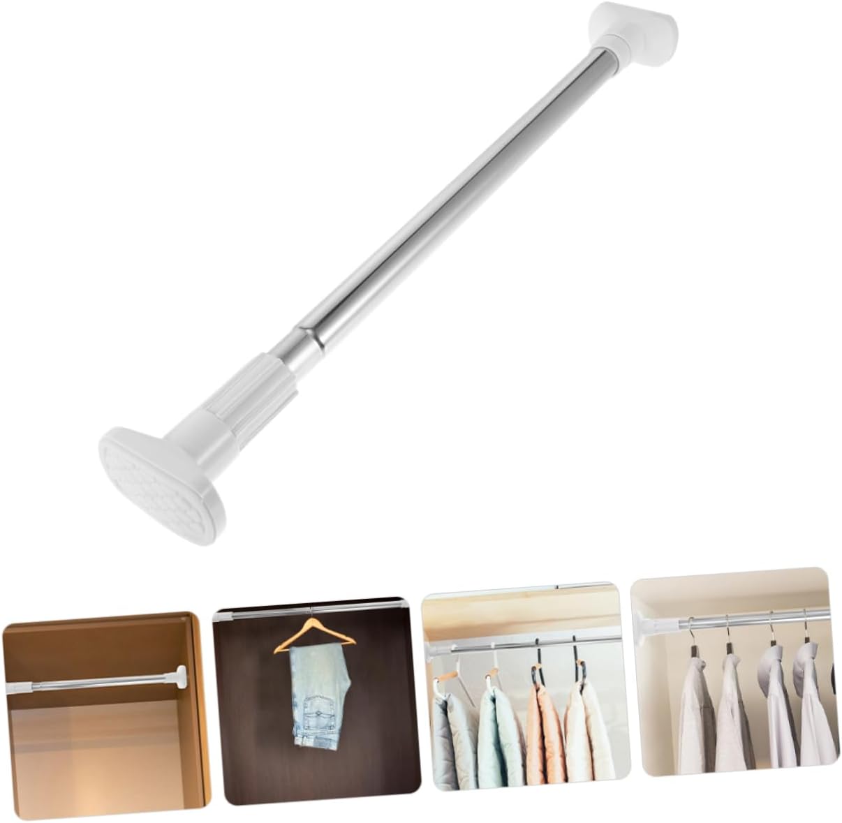 VALICLUD 2pcs Telescopic Tension Rods Heavy Duty Stainless Steel Closet Rods No Drill Flexible Adjustable Hanging Pole