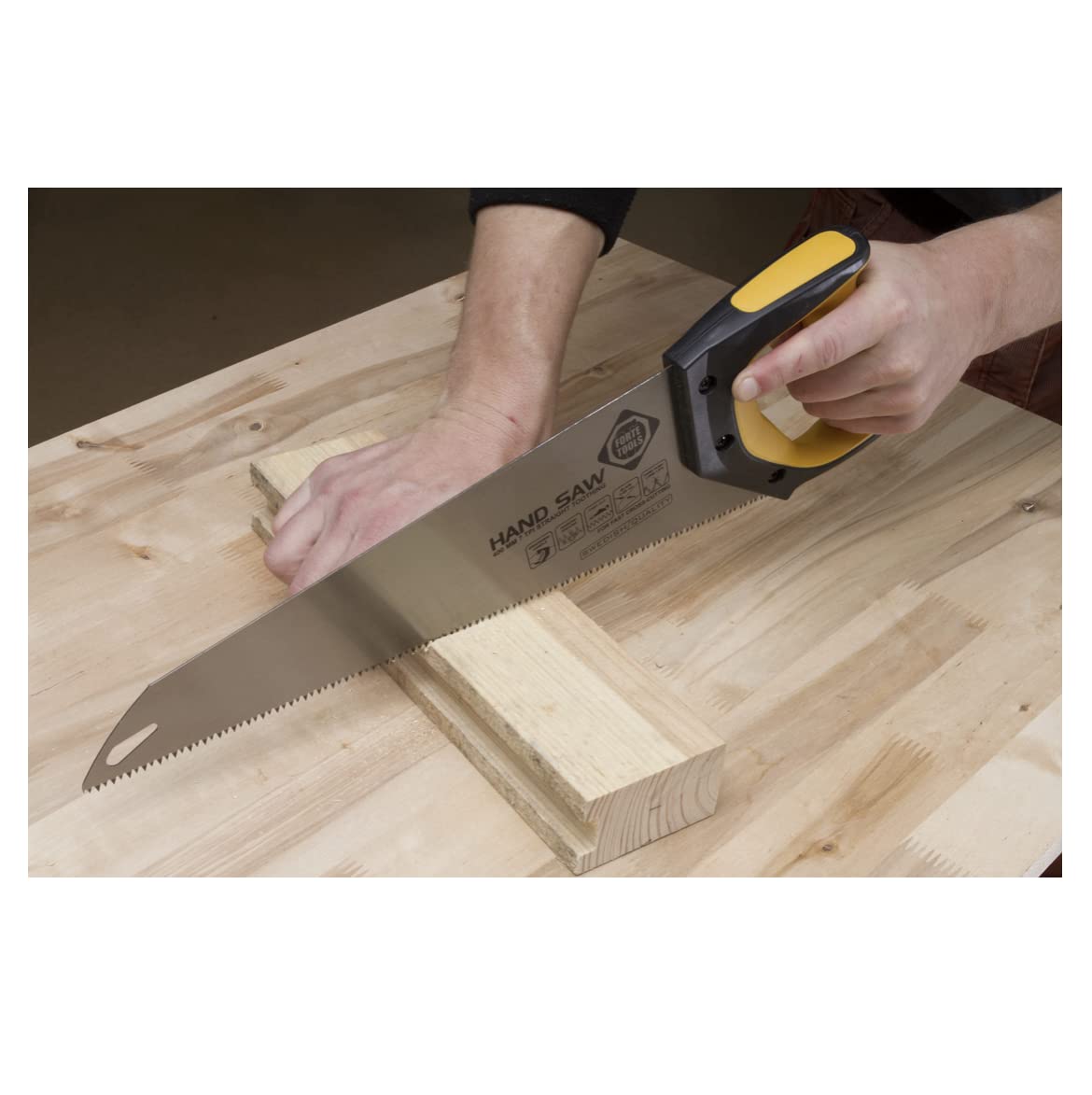 Sierra de cola de zorro de 45 cm, 7 TPI, sierra de mano clásica con mango de goma ergonómico, sierra para madera, plástico, etc, con dentado continuo, fabricado en Suecia (000051083441)