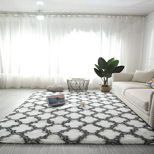 Rugs Living Room Large,Washable Grey Area Rugs for Bedroom, Anti Slip Modern Super Soft Thick Pile Small Fluffy Shaggy Rug Non Shedding,1,200 * 300cm — image 1
