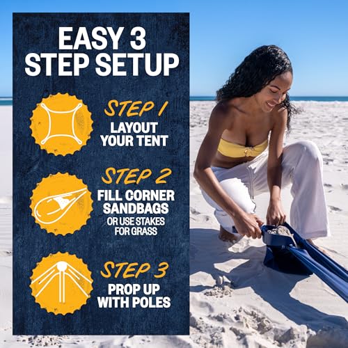 Image of SUN NINJA Beach Tent Sun Shelter, Beach Shade Canopy with UPF50+ Protection