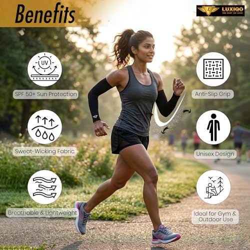 Image of Osmo Fibre Arm Sleeves - SPF 50+ UV Protection, Ultra-Soft Cooling Compression Fabric, Breathable & Odour-Resistant Sun Sleeves | Running, Cycling, Gym & Outdoor Sports