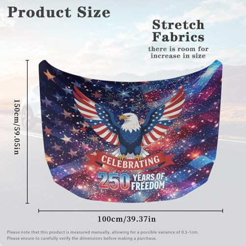 Image of American 250 Anniversary Hood Wraps for Cars Hood Wrap Protector Washable Car Hook Elastic Fabrics Can be Washed Hook Wraps