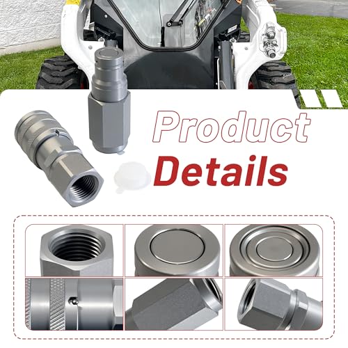 Image of 3 /8 inch Flat Face Hydraulic Quick Connect Coupler Set,1 /2 inch NPT Thread, 5076 PSI, ISO 16028 with Dust Caps