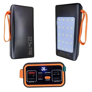 Carregador Portátil, 30000mAh, Power Bank, Turbo 22.5W, com Lanterna LED, Bivolt (Preto)