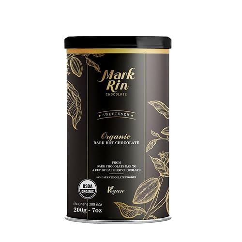 Polvo de chocolate negro orgánico listo para beber (7.1 onzas) Polvo de chocolate orgánico certificado por USDA sin sabor posterior. Mezcla de cacao