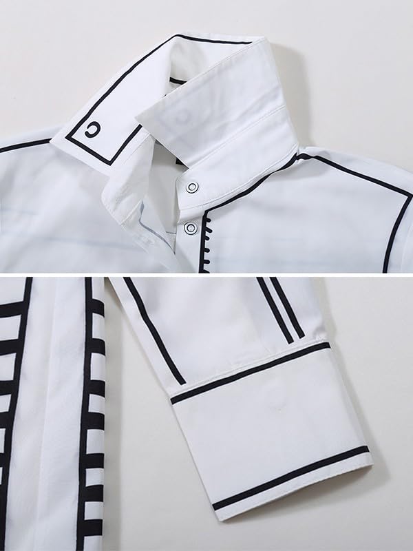 UOOZEE Blouses for Women Fashion, Long Sleeve Button Down Shirts Graffiti Dressy Casual Tops4