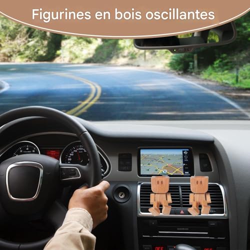 Générique en Bois À Pieds Tremblants,Figurine Décorative Fait Main pour Tableau De Bord | Articles de Collection pour Intérieur Auto Ornements Bureau Camion Berline Camping-Car – Image 4