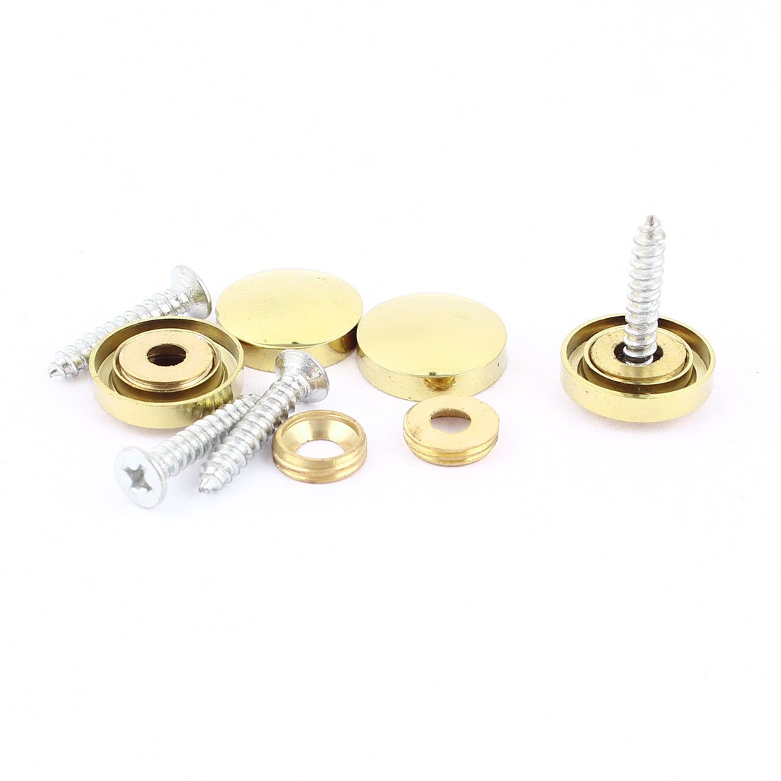 Aexit 4 Pcs Quality Parts Fitting Parts Brass Tone 16mm Diameter Screw Cap Mirror Nails Decoration Lid Model:82as527qo286