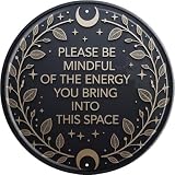 AWISZZZ Mindful Energy Metal Sign 8x8in Round Inspirational Plaque for Office Wall Decor Positive Gift