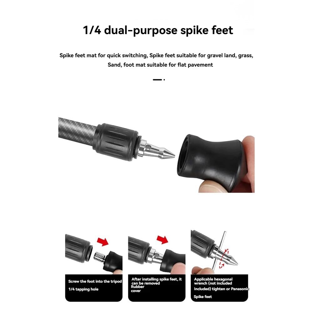 Lot de 3 Pieds de Trépied Universels avec Filetage de 1/4 Pouce en Acier Inoxydable pour Pieds de Monopode et Pièces de Rechange