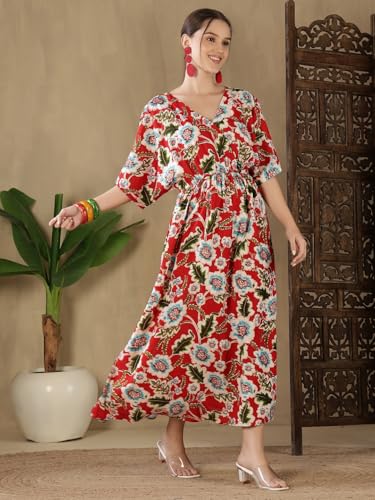 Image of FebQ Elegant & Comfortable Rayon Elastic Dress
