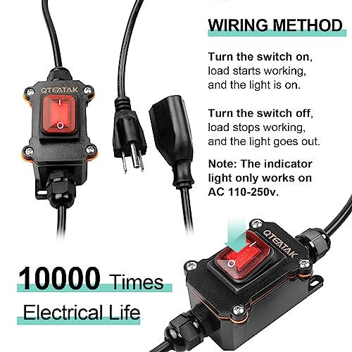 Snapklik.com : QTEATAK Inline Cord Switch DPST AC 20A-125V 16A-250V ...