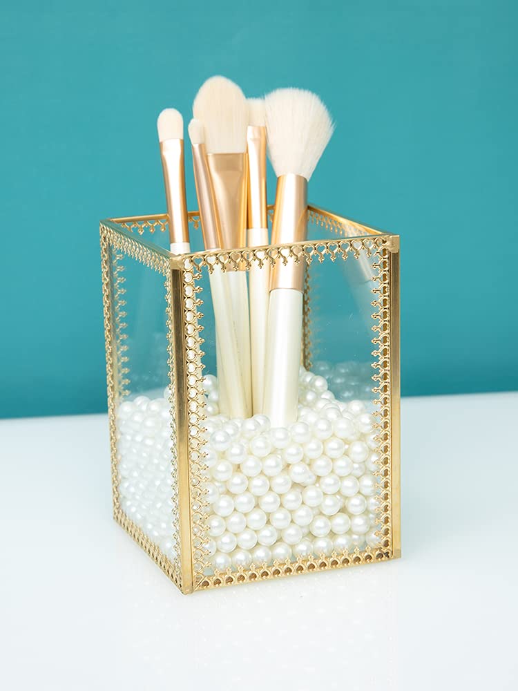 SLHEQING Makeup Brush Holder Organiser Glass Cosmetic Make Up Brush Holder - Image 2