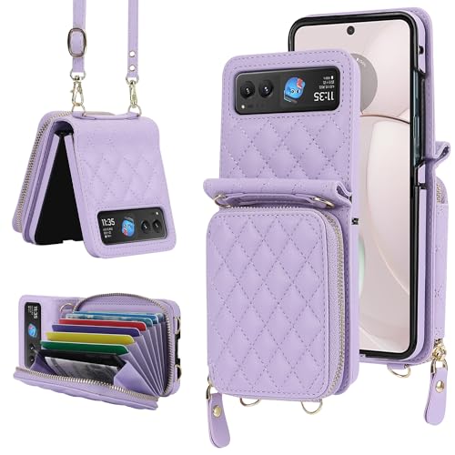 Protection Moto Razr 2023 Ultra anti-chute résolvant le manque de poches avec cuir violet